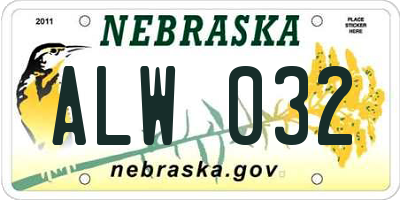 NE license plate ALW032