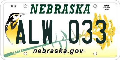NE license plate ALW033