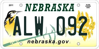NE license plate ALW092