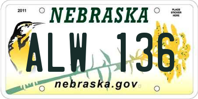 NE license plate ALW136
