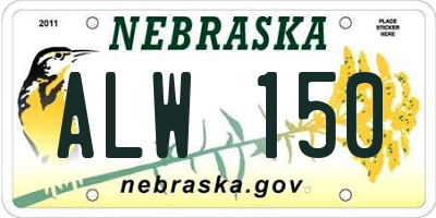 NE license plate ALW150