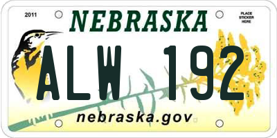 NE license plate ALW192