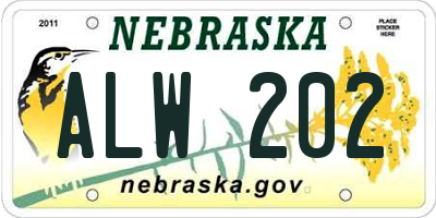 NE license plate ALW202