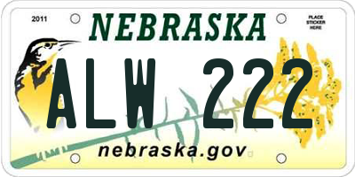 NE license plate ALW222