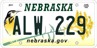 NE license plate ALW229