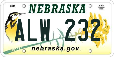 NE license plate ALW232