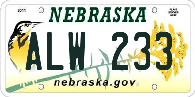 NE license plate ALW233