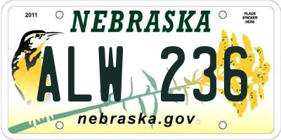 NE license plate ALW236