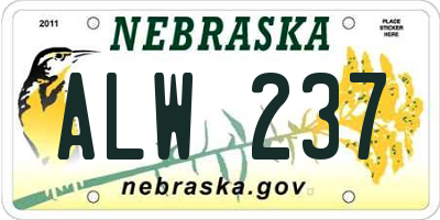 NE license plate ALW237