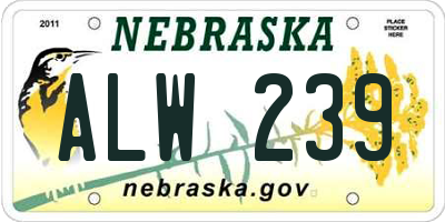 NE license plate ALW239