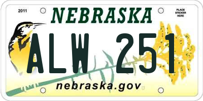 NE license plate ALW251