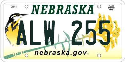 NE license plate ALW255