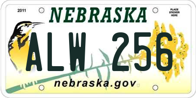 NE license plate ALW256