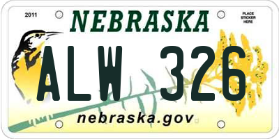 NE license plate ALW326