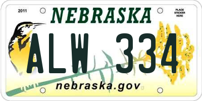 NE license plate ALW334