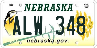 NE license plate ALW348