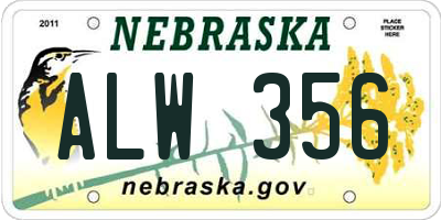 NE license plate ALW356