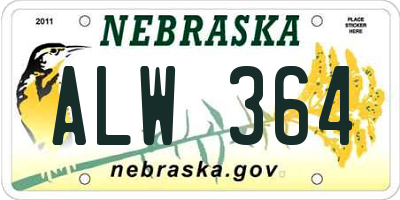 NE license plate ALW364