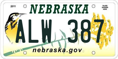 NE license plate ALW387