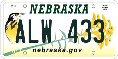 NE license plate ALW433