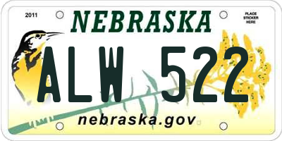 NE license plate ALW522