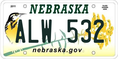 NE license plate ALW532