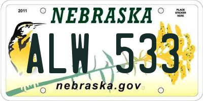 NE license plate ALW533