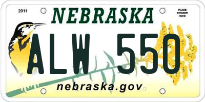 NE license plate ALW550