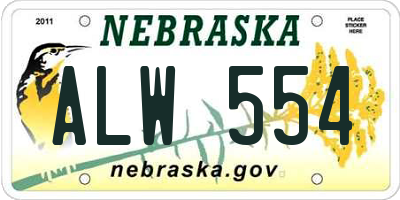 NE license plate ALW554