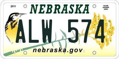 NE license plate ALW574