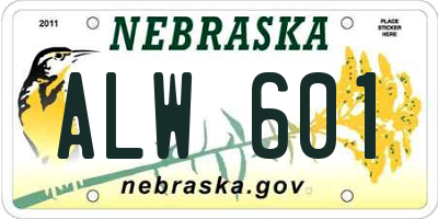 NE license plate ALW601