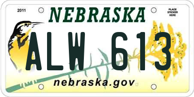 NE license plate ALW613