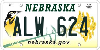 NE license plate ALW624