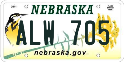 NE license plate ALW705