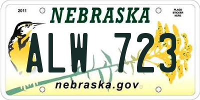 NE license plate ALW723
