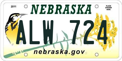 NE license plate ALW724