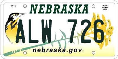 NE license plate ALW726