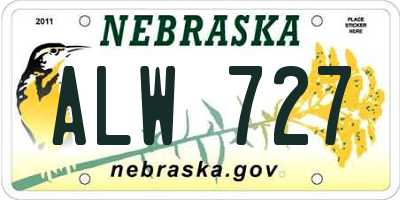 NE license plate ALW727