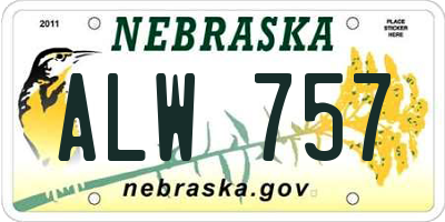 NE license plate ALW757