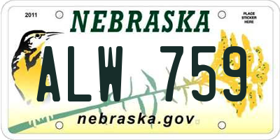 NE license plate ALW759