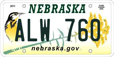 NE license plate ALW760