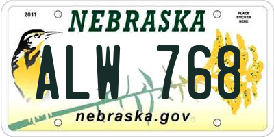 NE license plate ALW768