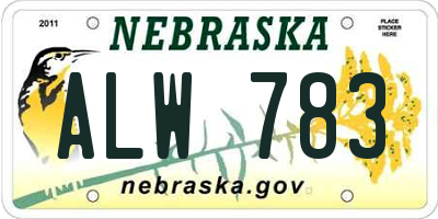 NE license plate ALW783