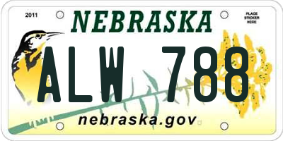 NE license plate ALW788