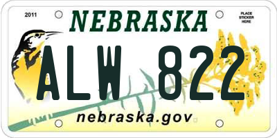 NE license plate ALW822