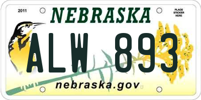 NE license plate ALW893