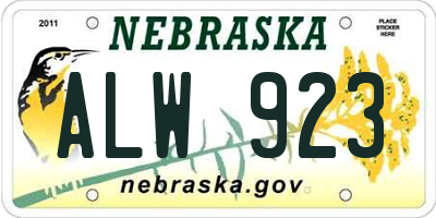 NE license plate ALW923