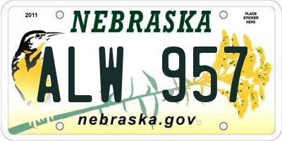 NE license plate ALW957