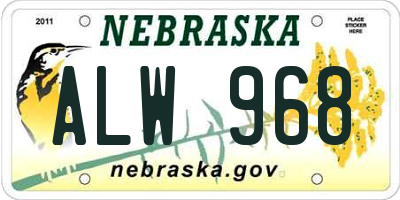 NE license plate ALW968