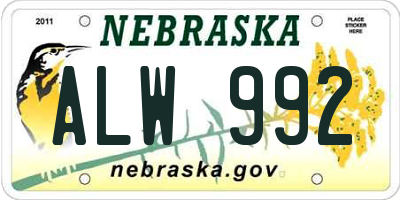 NE license plate ALW992